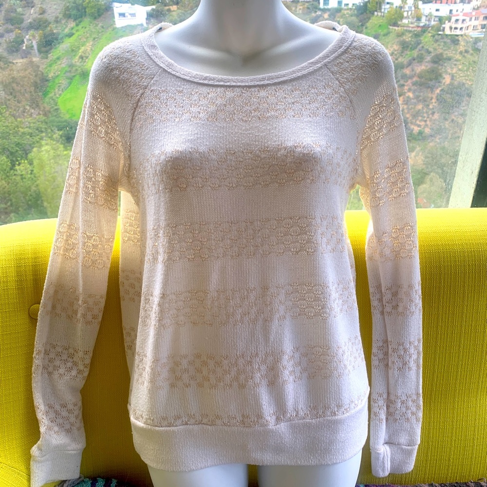 Forever 21 sweater.  Size small.  Cream with gold threading.